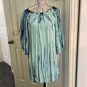 Blue and green tie-dye top